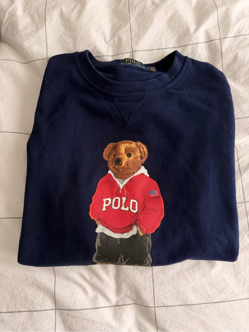 Polo by Ralph Lauren Navy Bear Graphic Crewneck Sweatshirt with Red Bear Hoodie